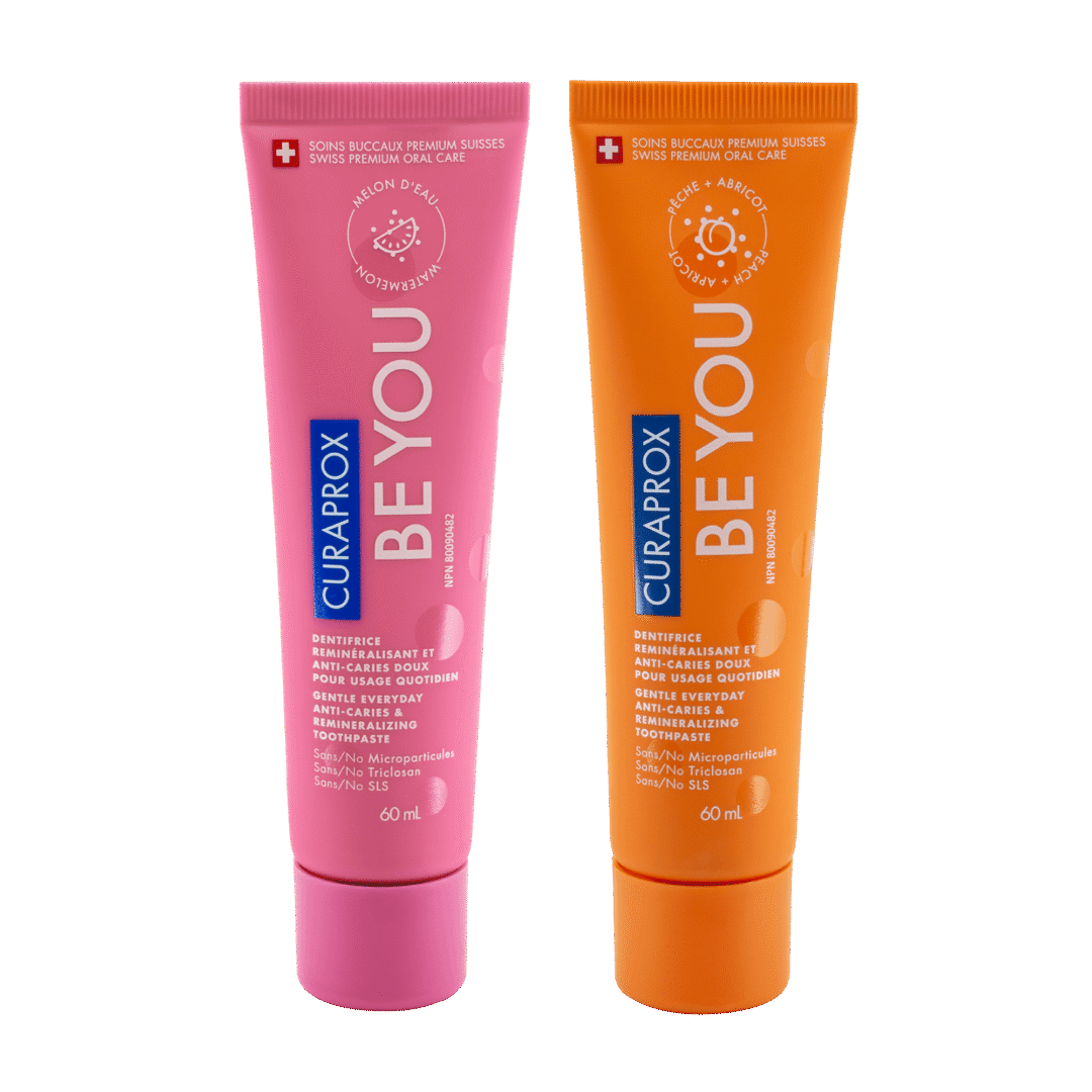 Curaprox Be You Toothpaste 2 x 60 mL Tubes (Peach + Apricot & Watermelon) for Personal Use FREE SHIPPING!