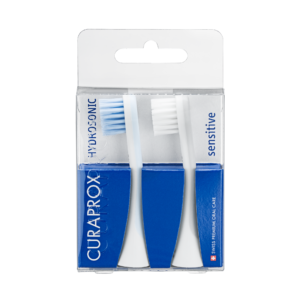CURAPROX Hydrosonic Pro Electric Brush Heads 2-Pack - Sensitive, Blue/White