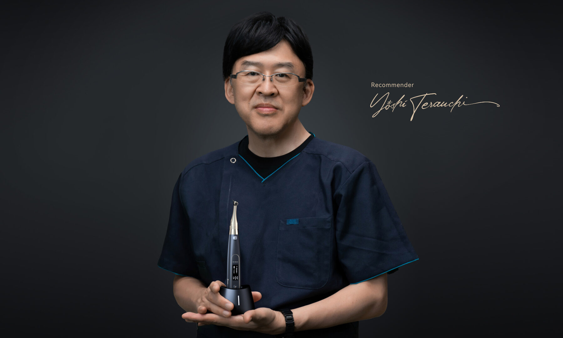 Dr. Yoshi Terauchi with the Woodpecker Ai-Motor device in hand.