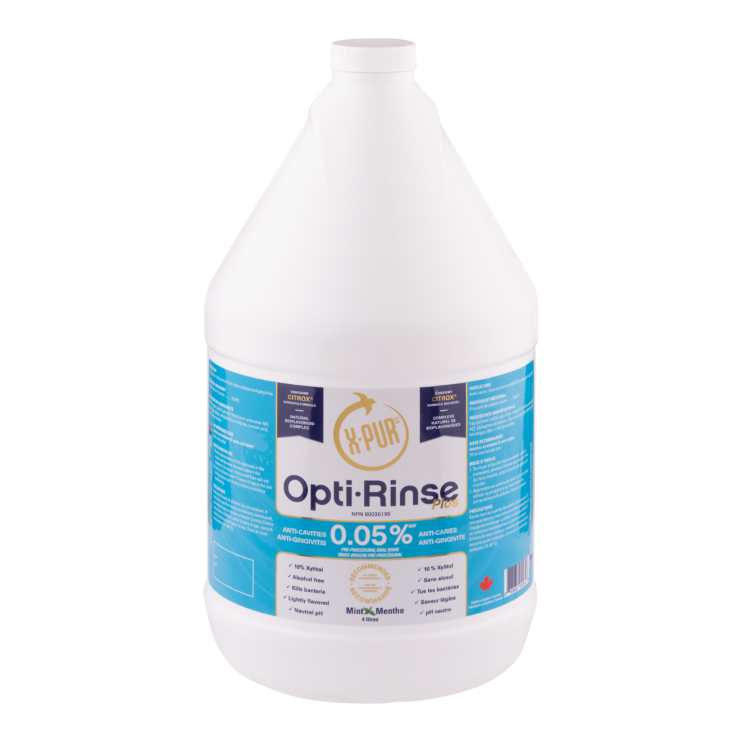 X-PUR Opti-Rinse Plus 0.05% Sodium Fluoride Pre-Procedural 4 L – Mint