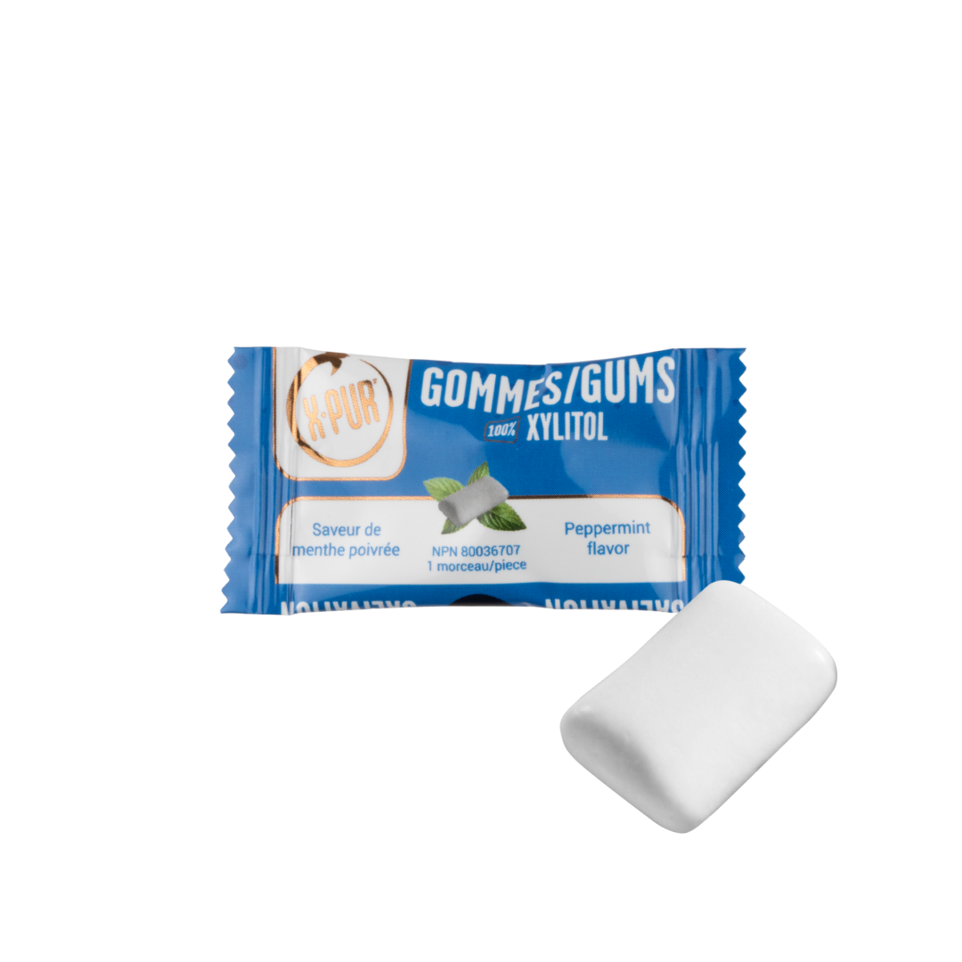 X-PUR 100% Xylitol Gums Peppermint Samples Xerostomia Treatment for your Patients with 2 Gums (Maximum of 25 Cards)